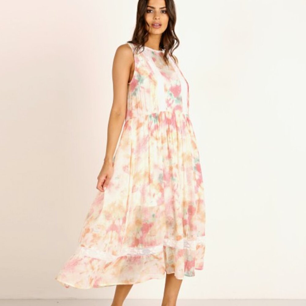 AUGUSTE Lumi Wren Midi Dress Off White Tie Dye